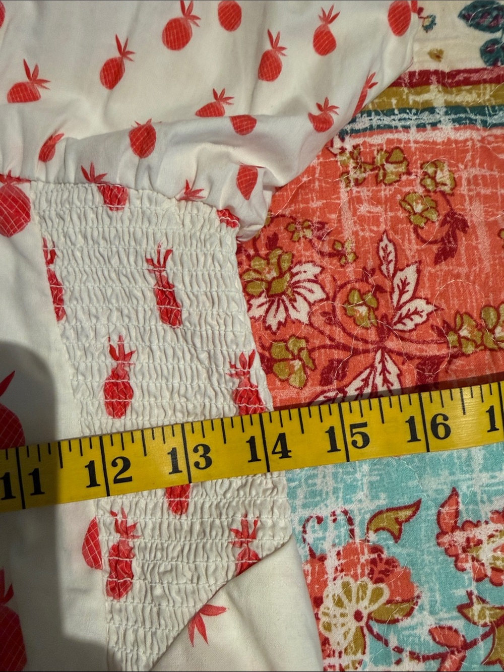 Anthropologie White and Pink Pineapple Printed V-Neck Midi Dress (M) - Picture 13 of 13